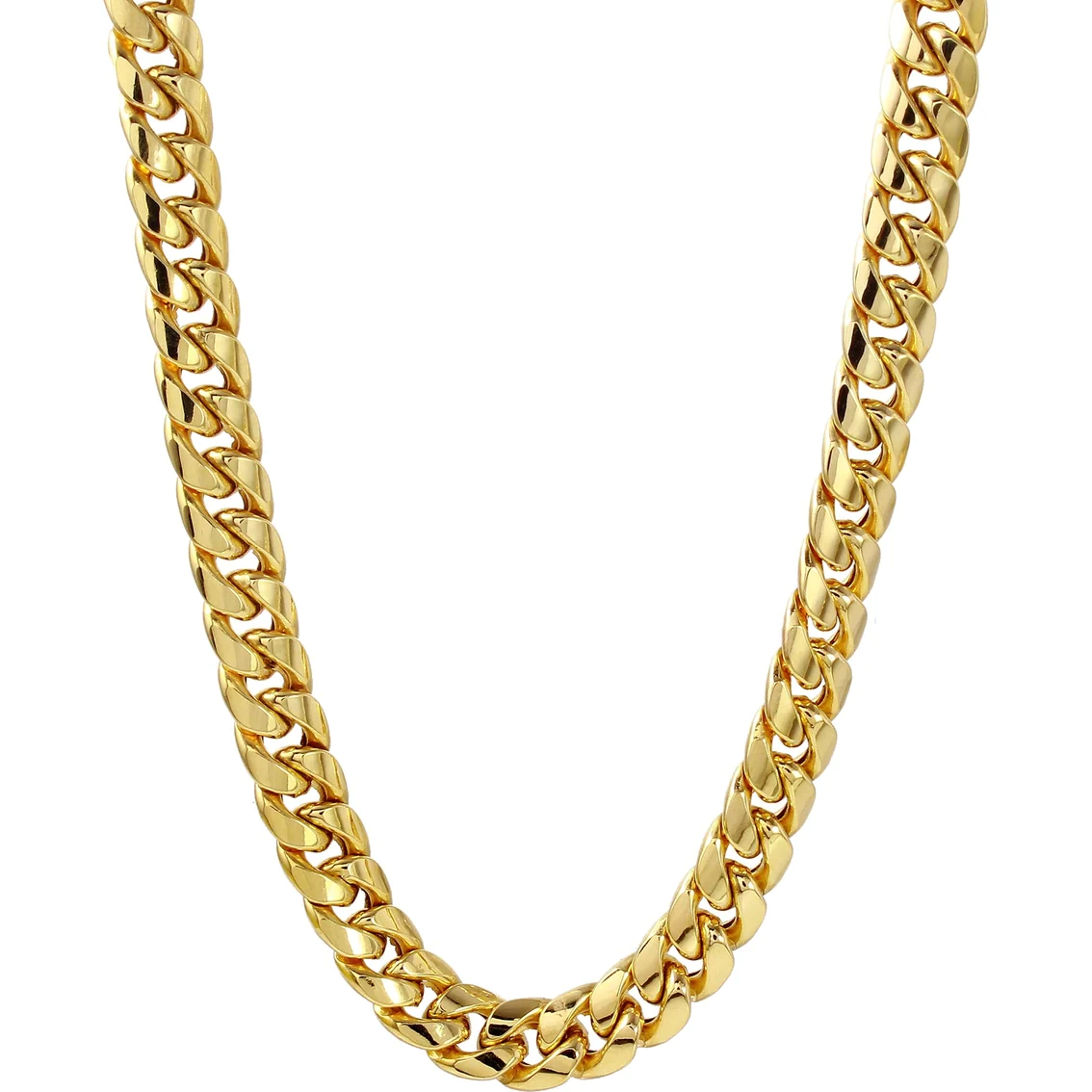 14mm Miami Cuban Link Stainless Steel 14 Karat Real Gold Plated Non Tarnish